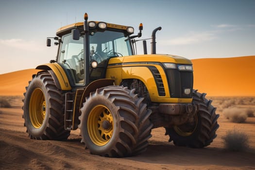 Modern tractor on a colored background. ai generative