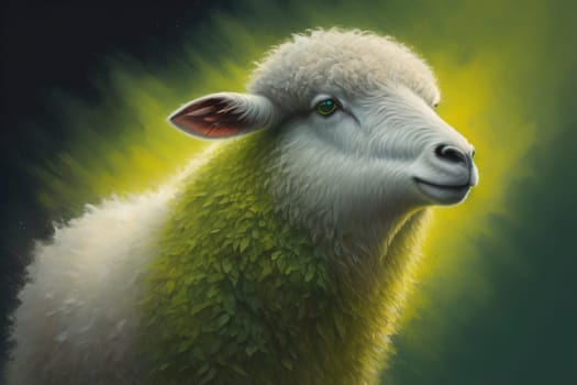 Sheep on a solid color background. Photo in old color image style. ai generative