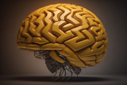 Human brain on a solid color background. ai generative