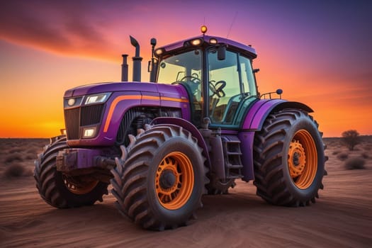 Modern tractor on a colored background. ai generative