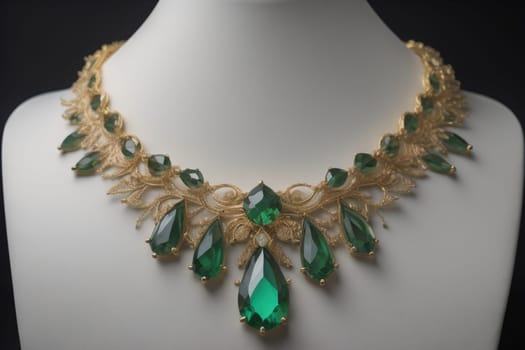 necklace on a mannequin in the studio on a solid color background. ai generative