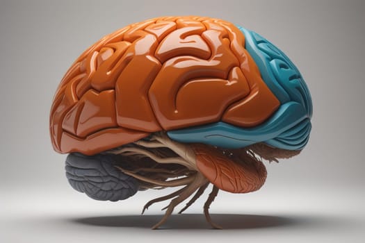 Human brain on a solid color background. ai generative