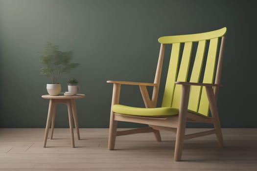 Wooden chair in the room. ai generative