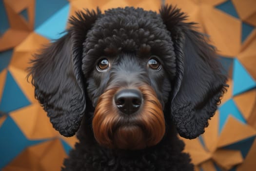Portrait of a beautiful black dachshund puppy on a solid color background. ai generative