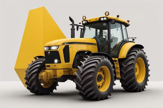 Modern tractor on a colored background. ai generative