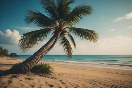 Beautiful tropical beach with coconut palm tree. ai generative