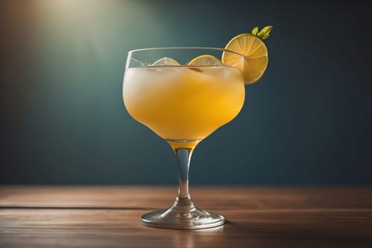 Alcohol cocktail drink on the table in bar. Toned image. ai generative