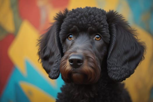 Portrait of a beautiful black dachshund puppy on a solid color background. ai generative