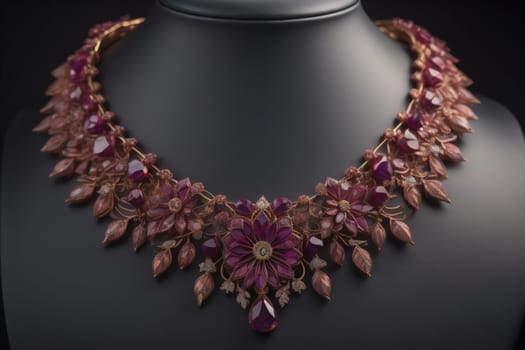 necklace on a mannequin in the studio on a solid color background. ai generative