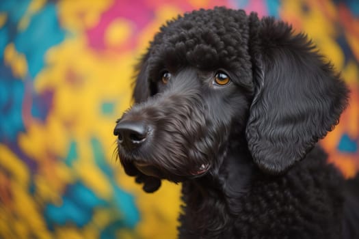 Portrait of a beautiful black dachshund puppy on a solid color background. ai generative