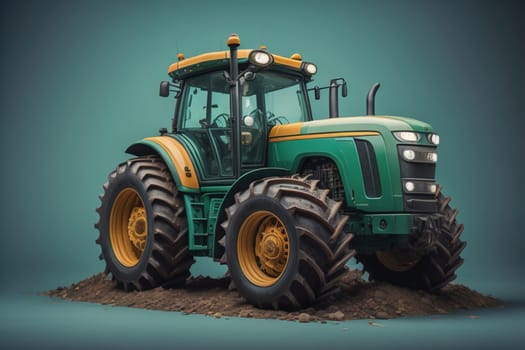 Modern tractor on a colored background. ai generative