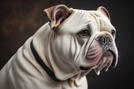 Portrait of a dog breed English Bulldog on a solid color background. ai generative