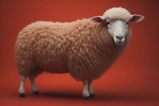 Sheep on a solid color background. Photo in old color image style. ai generative