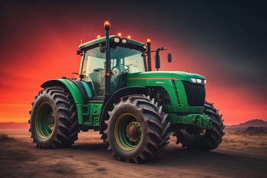 Modern tractor on a colored background. ai generative