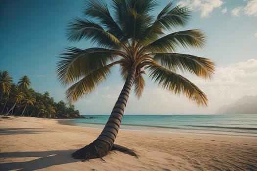 Beautiful tropical beach with coconut palm tree. ai generative