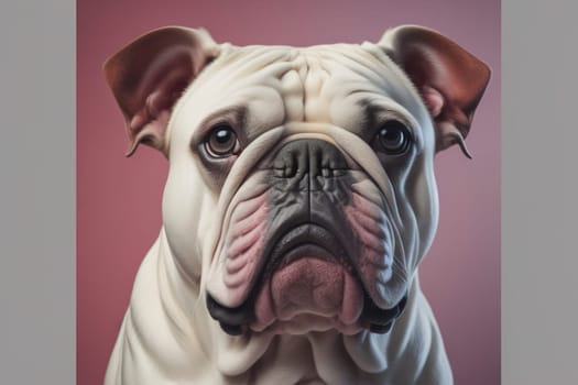 Portrait of a dog breed English Bulldog on a solid color background. ai generative