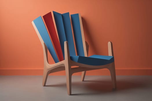 Wooden chair in the room. ai generative