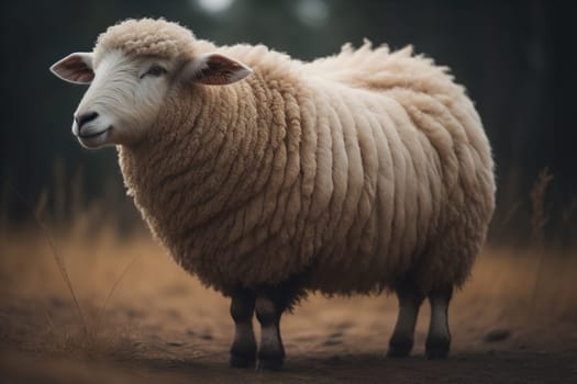 Sheep on a solid color background. Photo in old color image style. ai generative