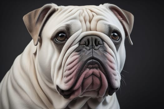 Portrait of a dog breed English Bulldog on a solid color background. ai generative