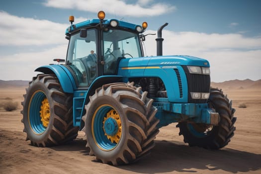 Modern tractor on a colored background. ai generative