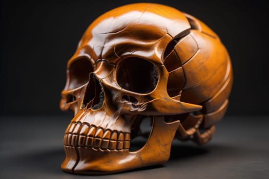 human skull on solid color background. Halloween concept. Close up. ai generative