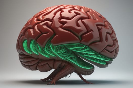 Human brain on a solid color background. ai generative