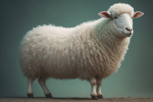 Sheep on a solid color background. Photo in old color image style. ai generative