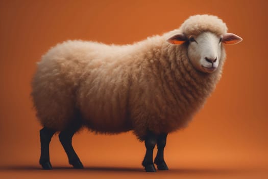 Sheep on a solid color background. Photo in old color image style. ai generative