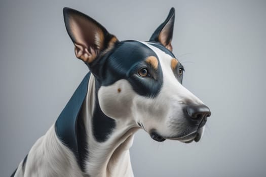 White labrador retriever dog portrait on a solid color background. Studio shot. generative ai
