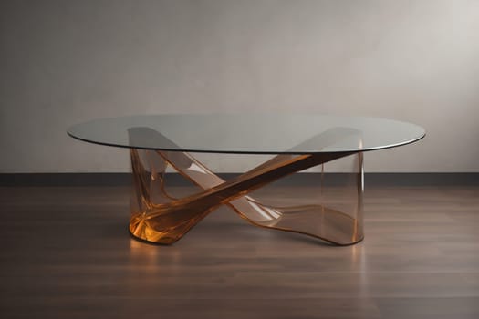 a glass table in a room. ai generative