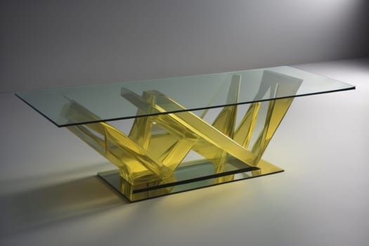 a glass table in a room. ai generative