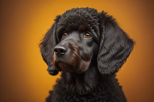 Portrait of a beautiful black dachshund puppy on a solid color background. ai generative