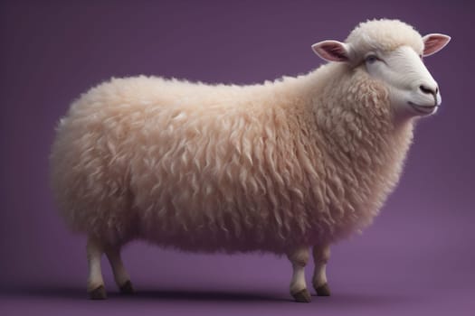 Sheep on a solid color background. Photo in old color image style. ai generative