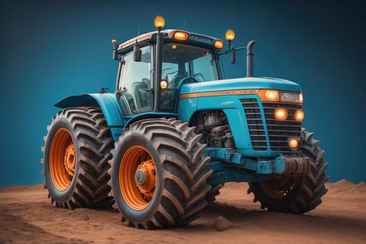 Modern tractor on a colored background. ai generative