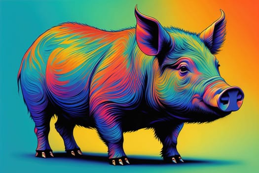 Pig head. Colorful vector illustration. Isolated on a solid color background. generative ai