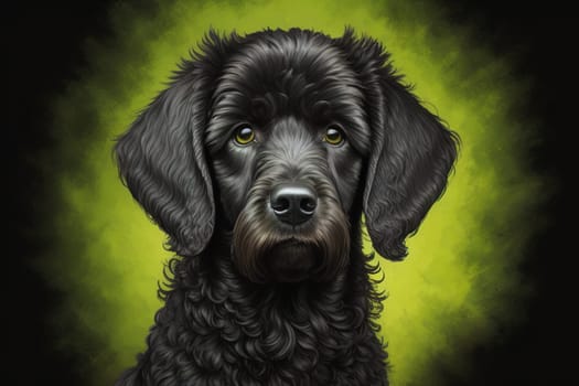 Portrait of a beautiful black dachshund puppy on a solid color background. ai generative