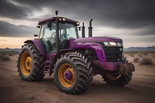 Modern tractor on a colored background. ai generative