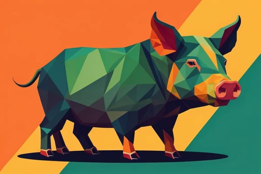 Pig head. Colorful vector illustration. Isolated on a solid color background. generative ai