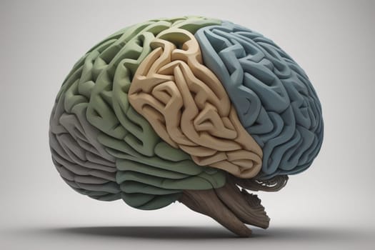 Human brain on a solid color background. ai generative