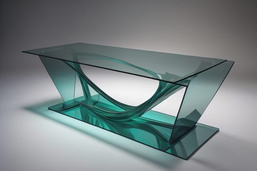 a glass table in a room. ai generative
