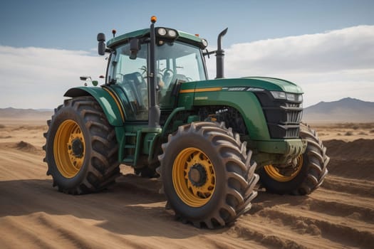 Modern tractor on a colored background. ai generative