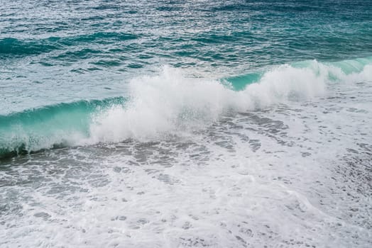 Big waves hitting the Konyaalti coast on a stormy day