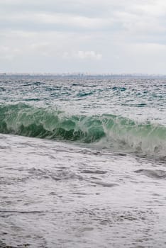 Big waves hitting the Konyaalti coast on a stormy day