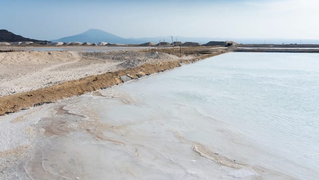 Salt flats near Afrera Lake in the Danakil Depression in Ethiopia in Africa.