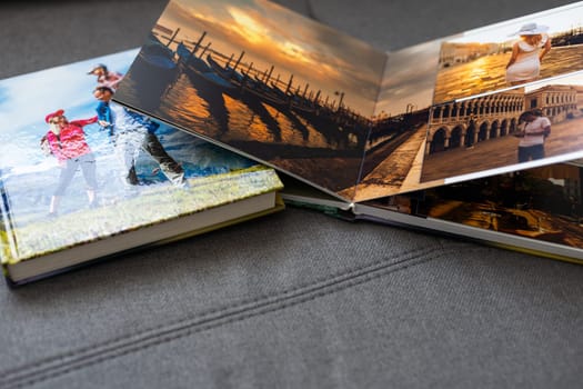 Two of the photo album is decorated in a beautiful photobook. Presented on a white background. High quality photo