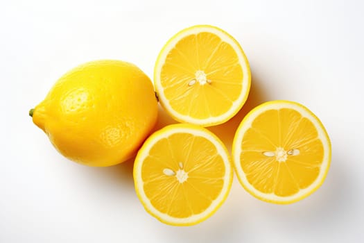 Yellow ripe lemons on a white background.