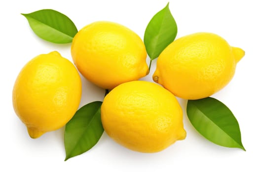 Yellow ripe lemons on a white background.