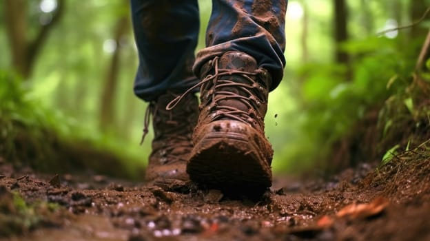 A bustling airport terminal photo realistic illustration - Generative AI. Boots, mud, green, grass.