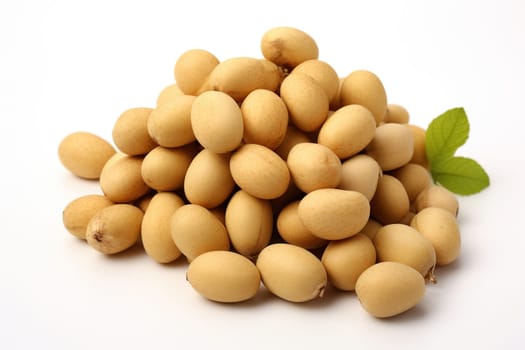 Stack of soybeans on a white background. Healthy eating concept.