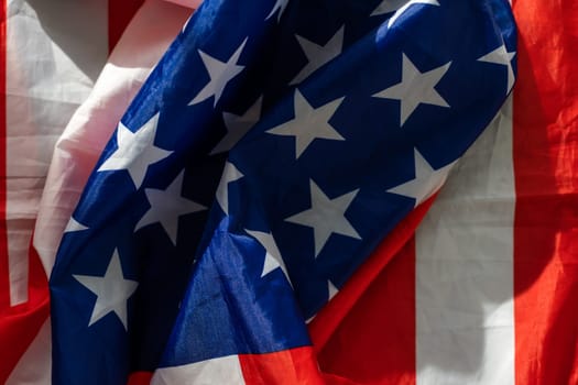 Independence day, American flag, close-up, retro, bottom view, blur. with copy space for text. High quality photo